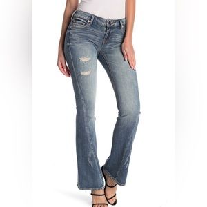 Guess Y2K twisted inseam low rise bootcut jeans sz 28 R, Guess distressed jeans